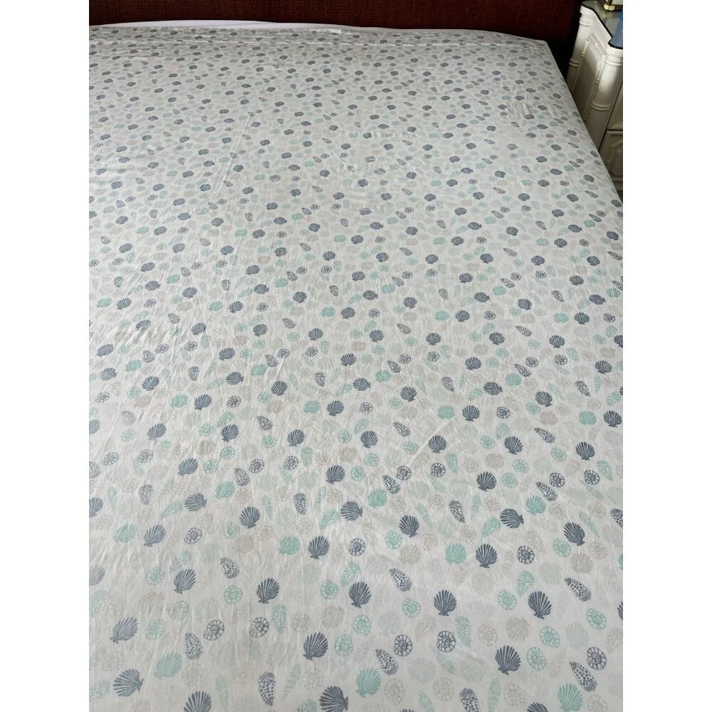 Set 3 Queen Sea Shell Flat Sheet + 2 Qu Pillowcases 60% PIMA COTTON Ocean Summer - Picture 6 of 14